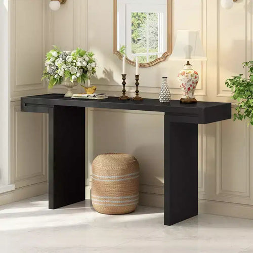 Okak Modern Painted Finish Wooden Console Table with Geometric Clean Lines,American Design Entryway Table for Living Room,Hallway
