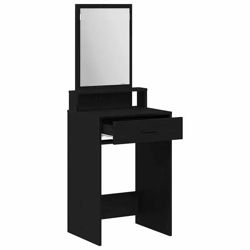 Toeletta/Tavolo da Trucco Moderno a LED Bianco/Nero con Specchio, Monoposto