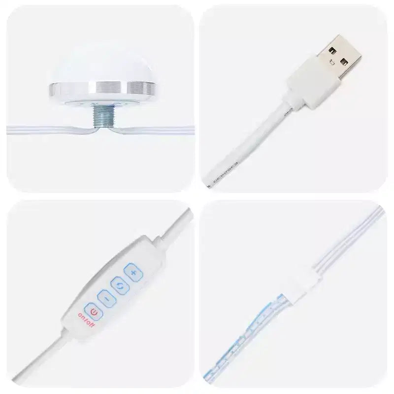 Toeletta/Tavolo da Trucco Moderno a LED Bianco/Nero con Specchio, Monoposto