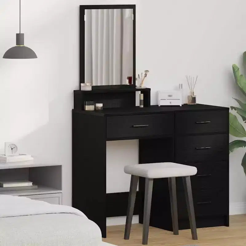 Clihome Modern LED Vanity Desk, Luxurious Dressing Table with Mirror and Smart Storage Solution