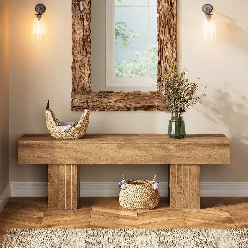 Panca rustica in legno naturale, 140 cm, per 2 persone, per ingresso/camera da letto/sala da pranzo