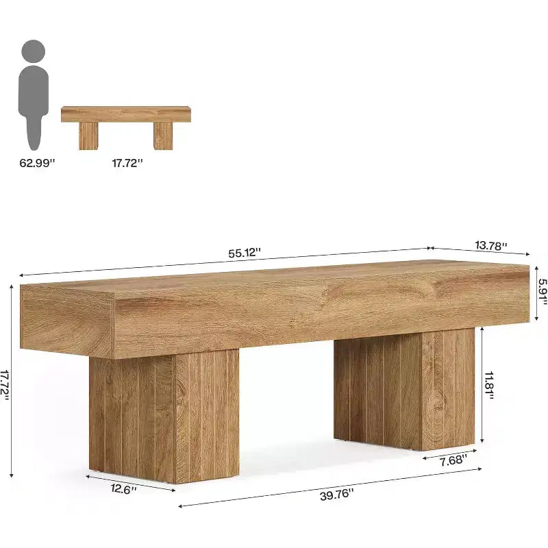 Panca rustica in legno naturale, 140 cm, per 2 persone, per ingresso/camera da letto/sala da pranzo