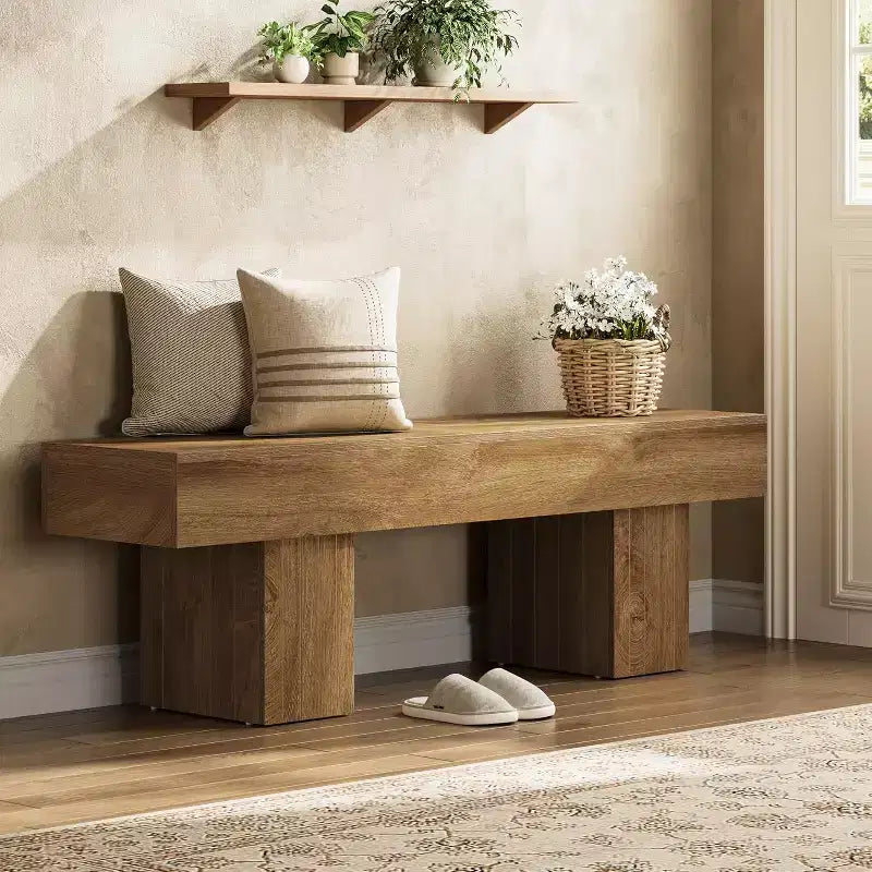 Panca rustica in legno naturale, 140 cm, per 2 persone, per ingresso/camera da letto/sala da pranzo