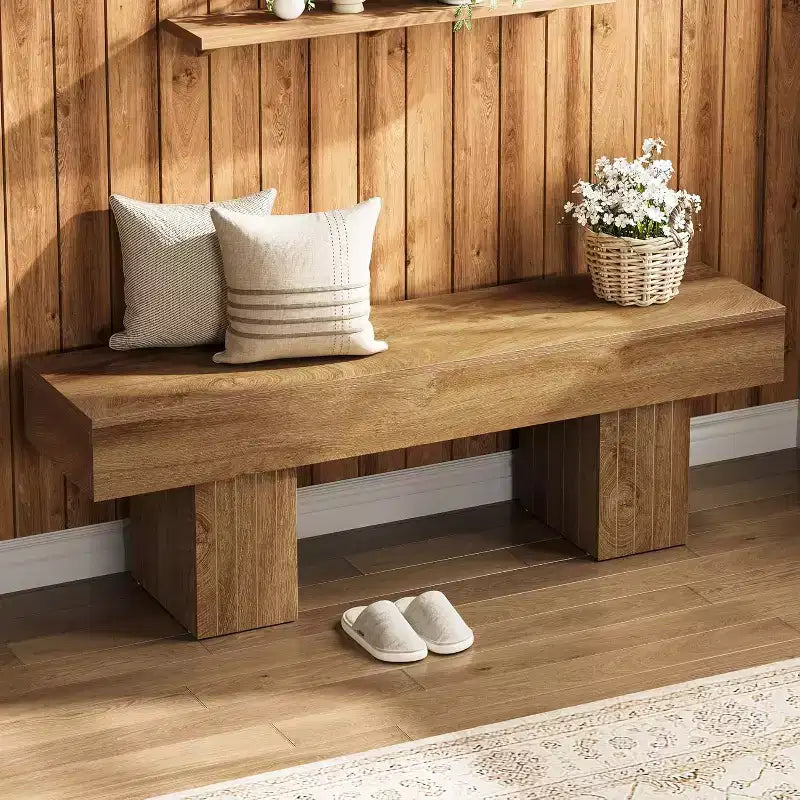 Panca rustica in legno naturale, 140 cm, per 2 persone, per ingresso/camera da letto/sala da pranzo