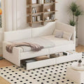 Twin Size L-Shaped Upholstered Daybed with 2 Storage Drawers, Modern Corduroy Wooden Corner Sofa Bed Frame for Bedroom, Guestroom