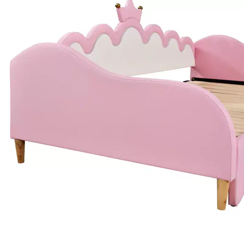 Divano letto estensibile imbottito a corona rosa/bianco, da una piazza a matrimoniale, per 1-2 persone