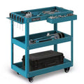 LDHTHOPI 3 Tier Metal Rolling Tool Cart Blue Heavy Duty Utility Cart 330 lbs Capacity with Lockable Drawer Wheels for Garage Workshop