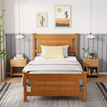 VINGLI Twin Bed Frame Solid Wood Platform Bed Frame ,Wood Slat Support Mattress Foundation, Brown