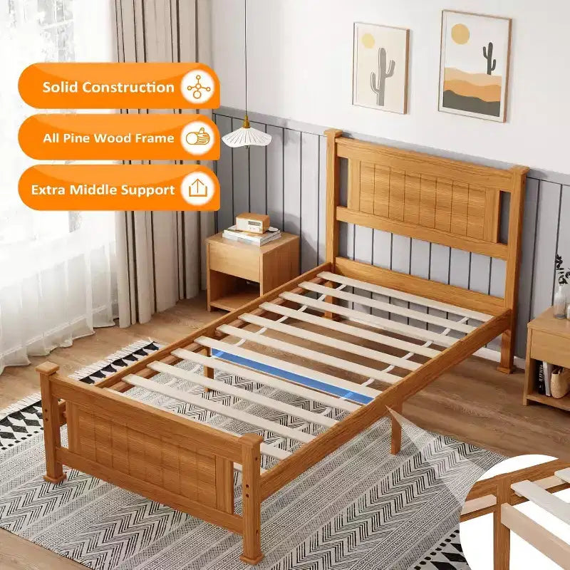 Telaio letto matrimoniale a piattaforma marrone, stile moderno, per 1 persona