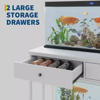 Supporto per acquario in metallo bianco/nero con prese e cassetti, 40-50 galloni