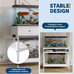 Supporto per acquario in metallo bianco/nero con prese e cassetti, 40-50 galloni