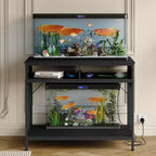 Supporto per acquario in metallo bianco/nero con prese e cassetti, 40-50 galloni
