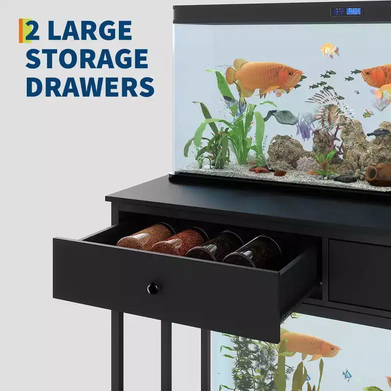 Supporto per acquario in metallo bianco/nero con prese e cassetti, 40-50 galloni