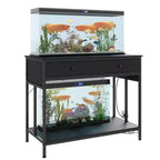 Supporto per acquario in metallo bianco/nero con prese e cassetti, 40-50 galloni