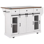 Isola Cucina Stile Rustico Bianco/Nero con Anta Scorrevole a Granaio, Anta Griglia in Metallo e Porta Spezie, 1 Persona