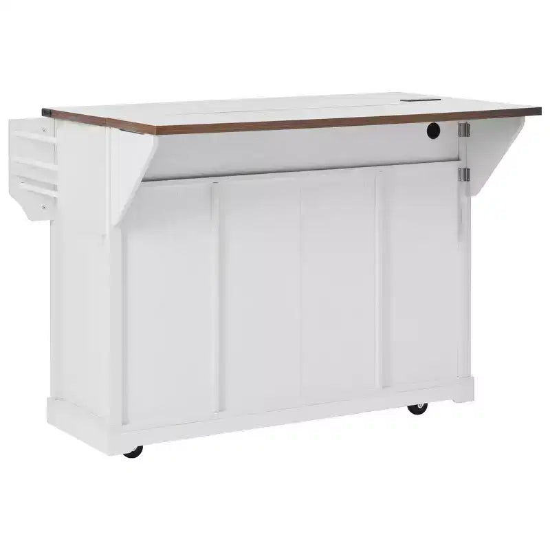 Isola Cucina Stile Rustico Bianco/Nero con Anta Scorrevole a Granaio, Anta Griglia in Metallo e Porta Spezie, 1 Persona