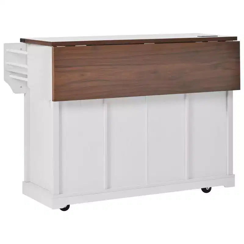 Isola Cucina Stile Rustico Bianco/Nero con Anta Scorrevole a Granaio, Anta Griglia in Metallo e Porta Spezie, 1 Persona