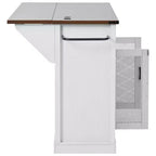 Isola Cucina Stile Rustico Bianco/Nero con Anta Scorrevole a Granaio, Anta Griglia in Metallo e Porta Spezie, 1 Persona