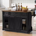 Whisen 58 Kitchen Island with Storage, Sliding Barn Door & Metal Grid Side Door, Spice Rack