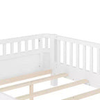 Letto a piattaforma singolo bianco per bambini con spondina di sicurezza rimovibile, per 1 bambino