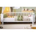 Letto a piattaforma singolo bianco per bambini con spondina di sicurezza rimovibile, per 1 bambino