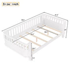 Letto a piattaforma singolo bianco per bambini con spondina di sicurezza rimovibile, per 1 bambino