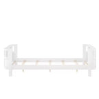Letto a piattaforma singolo bianco per bambini con spondina di sicurezza rimovibile, per 1 bambino