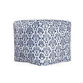 HomeRoots 18 Blue and White Upholstered Floral Pouf Ottoman