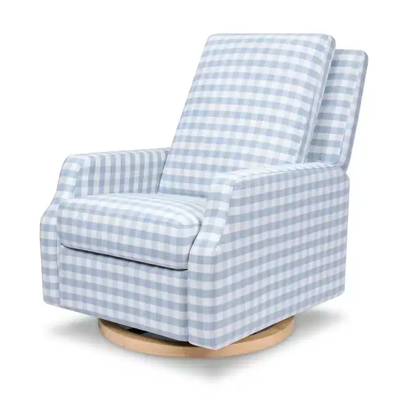 Bouclé oliva / Poltrona reclinabile e girevole a dondolo / 1 posto / Base in legno chiaro