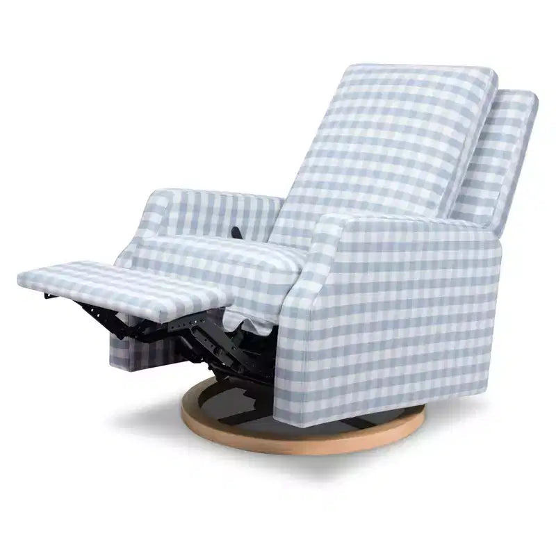 Bouclé oliva / Poltrona reclinabile e girevole a dondolo / 1 posto / Base in legno chiaro