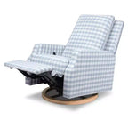 Bouclé oliva / Poltrona reclinabile e girevole a dondolo / 1 posto / Base in legno chiaro