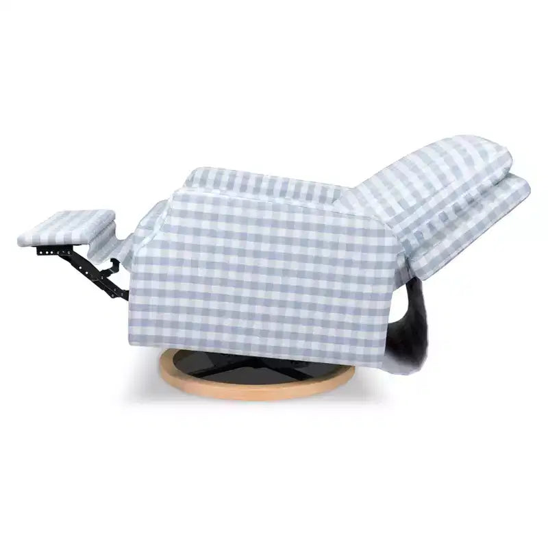 Bouclé oliva / Poltrona reclinabile e girevole a dondolo / 1 posto / Base in legno chiaro