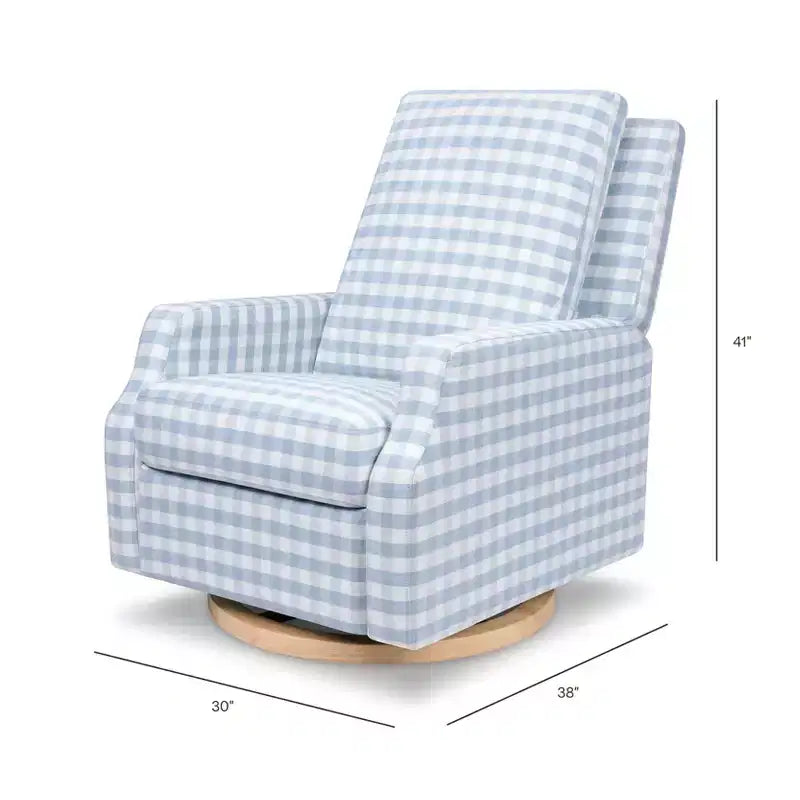 Bouclé oliva / Poltrona reclinabile e girevole a dondolo / 1 posto / Base in legno chiaro