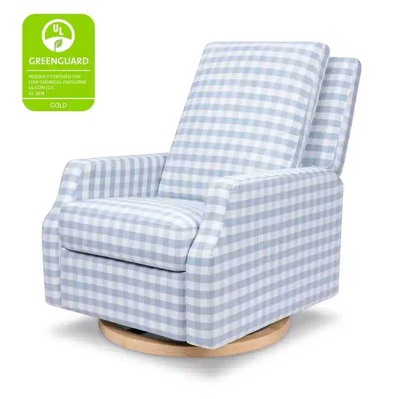 Bouclé oliva / Poltrona reclinabile e girevole a dondolo / 1 posto / Base in legno chiaro