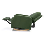 Bouclé oliva / Poltrona reclinabile e girevole a dondolo / 1 posto / Base in legno chiaro