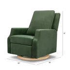 Bouclé oliva / Poltrona reclinabile e girevole a dondolo / 1 posto / Base in legno chiaro