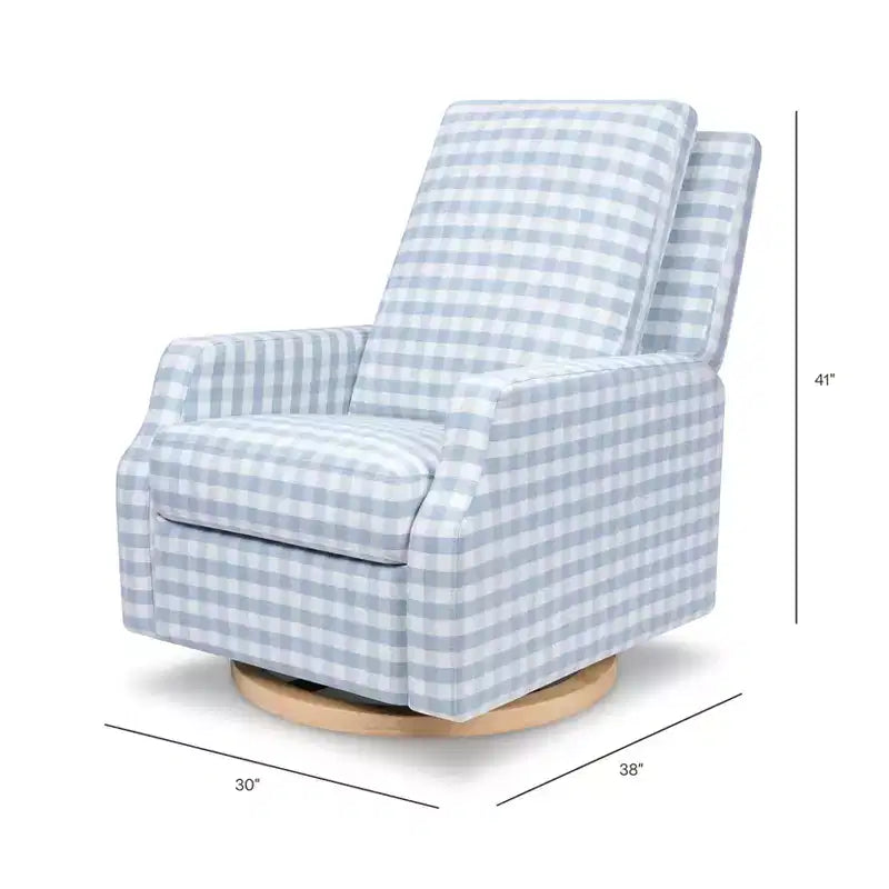Bouclé oliva / Poltrona reclinabile e girevole a dondolo / 1 posto / Base in legno chiaro