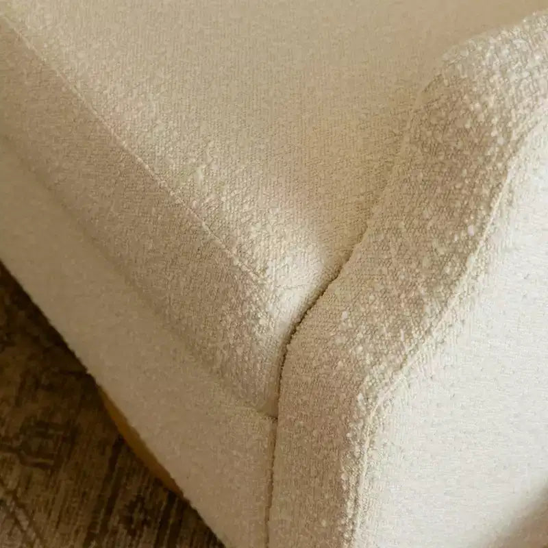 Bouclé oliva / Poltrona reclinabile e girevole a dondolo / 1 posto / Base in legno chiaro