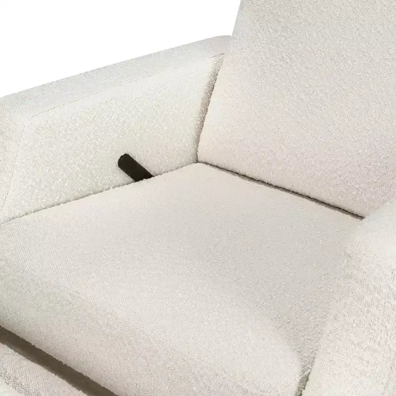 Bouclé oliva / Poltrona reclinabile e girevole a dondolo / 1 posto / Base in legno chiaro