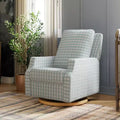 Bouclé oliva / Poltrona reclinabile e girevole a dondolo / 1 posto / Base in legno chiaro