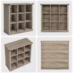 Nero Antico/Grigio, Stile Rustico, Libreria a 9 Scomparti e 4 Livelli, per 1