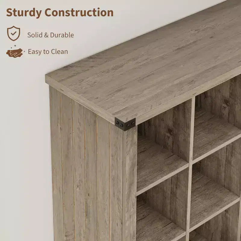 Nero Antico/Grigio, Stile Rustico, Libreria a 9 Scomparti e 4 Livelli, per 1
