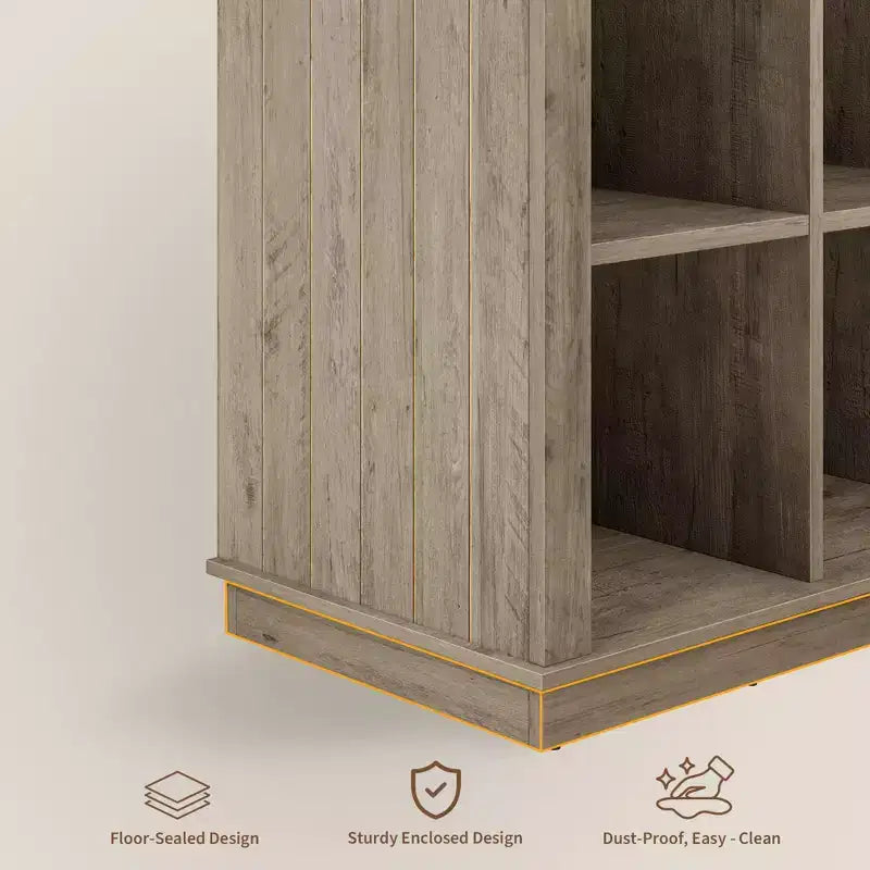 Nero Antico/Grigio, Stile Rustico, Libreria a 9 Scomparti e 4 Livelli, per 1