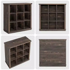 Nero Antico/Grigio, Stile Rustico, Libreria a 9 Scomparti e 4 Livelli, per 1