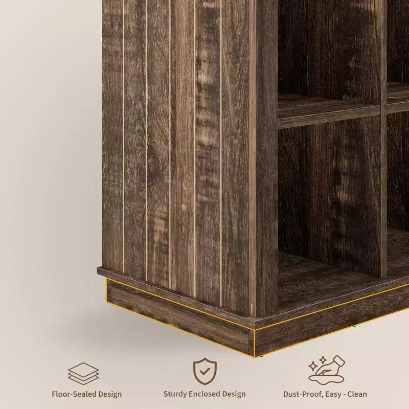 Nero Antico/Grigio, Stile Rustico, Libreria a 9 Scomparti e 4 Livelli, per 1