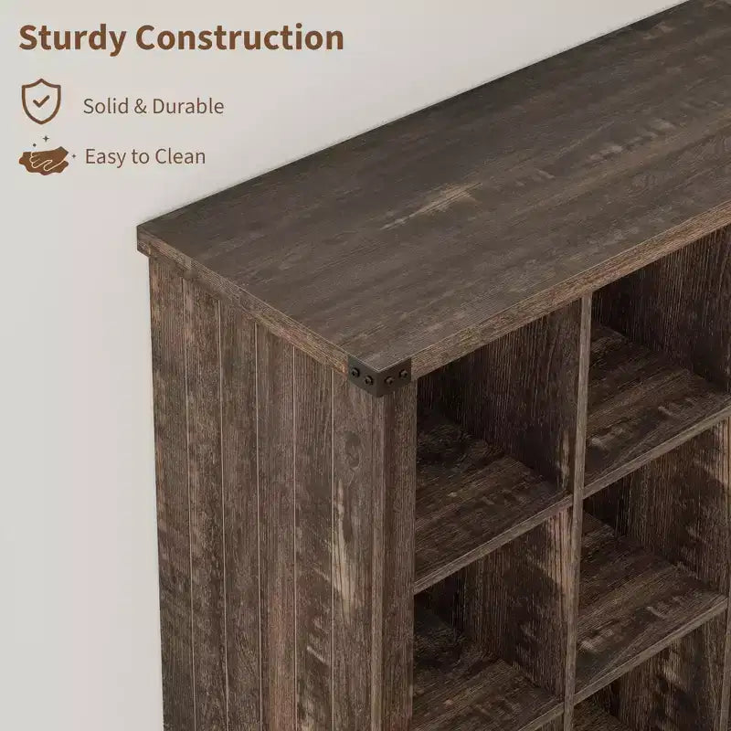 Nero Antico/Grigio, Stile Rustico, Libreria a 9 Scomparti e 4 Livelli, per 1