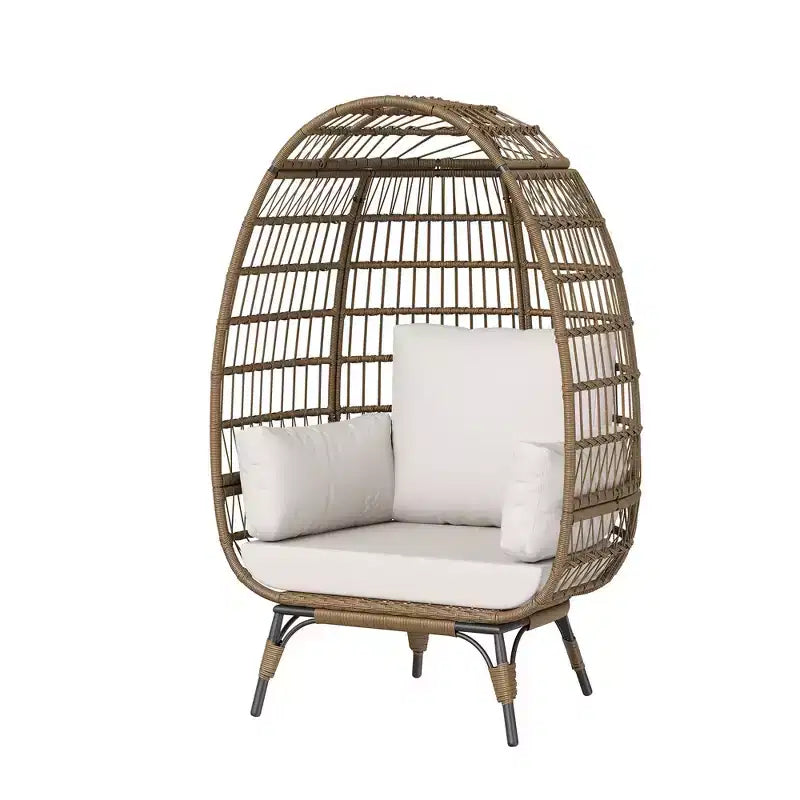 COZONY 350LBs Oversized Egg Chair - Wicker Lounge Chair with Thick Cushions, Indoor Outdoor Furniture for Balcony/Patio