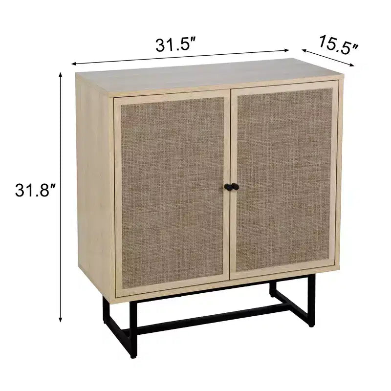 Mobile contenitore a 2 ante in rattan naturale, marrone, autoportante, montaggio 1 persona