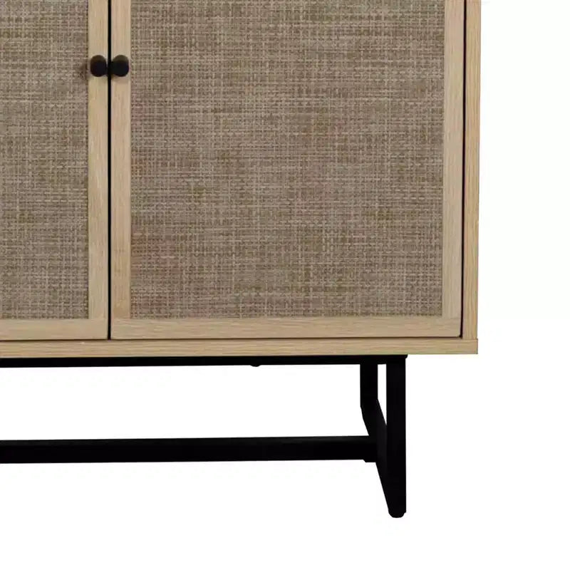 Mobile contenitore a 2 ante in rattan naturale, marrone, autoportante, montaggio 1 persona