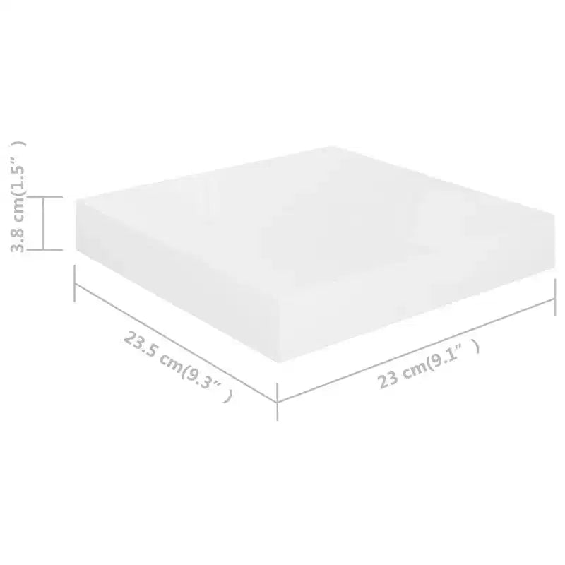 Mensole da parete quadrate galleggianti bianche lucide, singola
